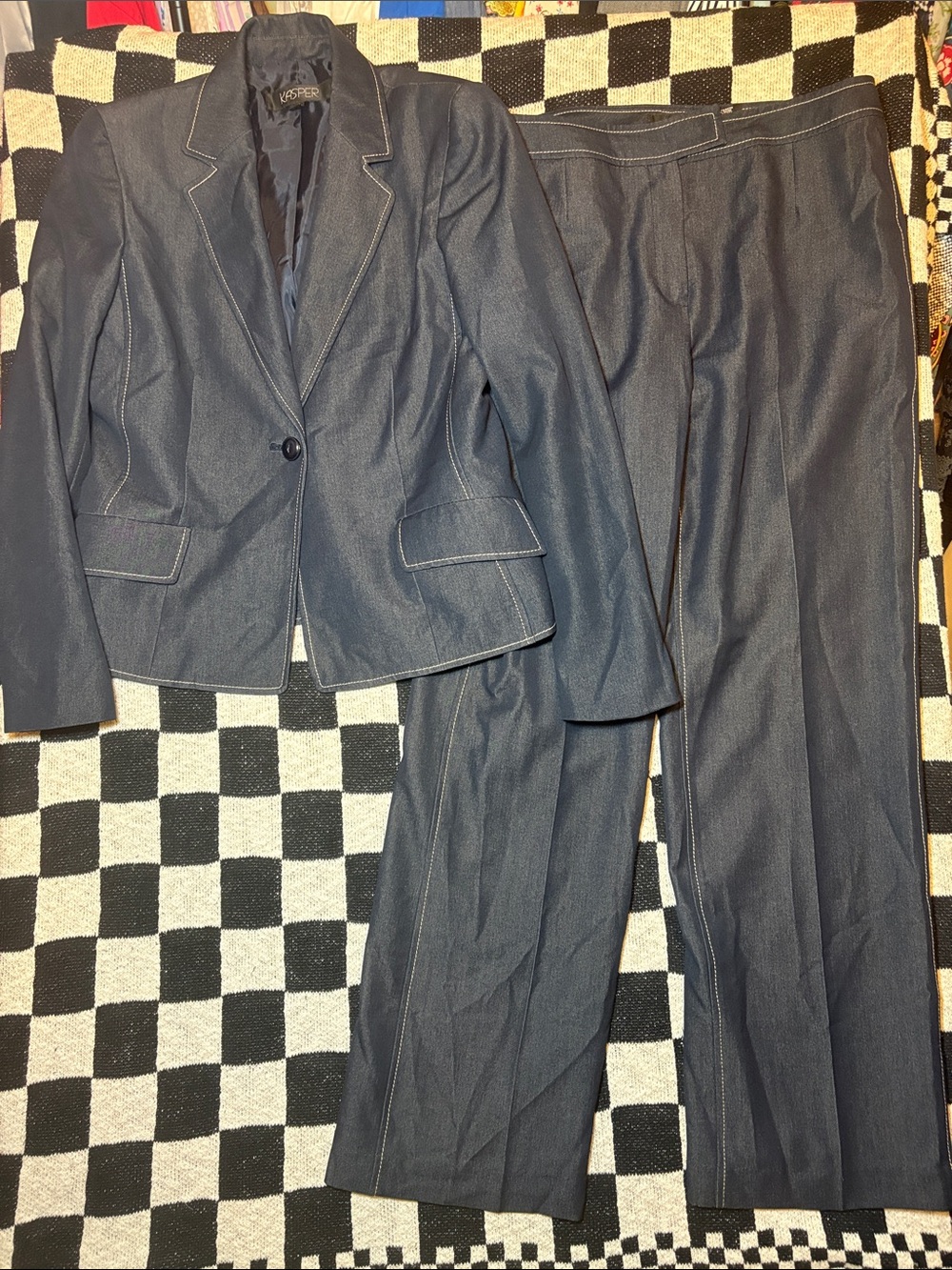 Vintage Kasper Chambray Suit Set